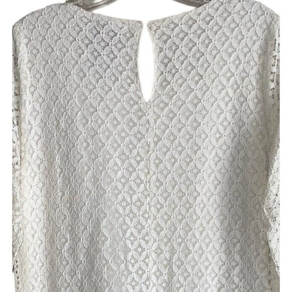 Skies Are Blue Ivory Laced Dress M Embroidered Sheer Sleeves Womens - Picture 12 of 13